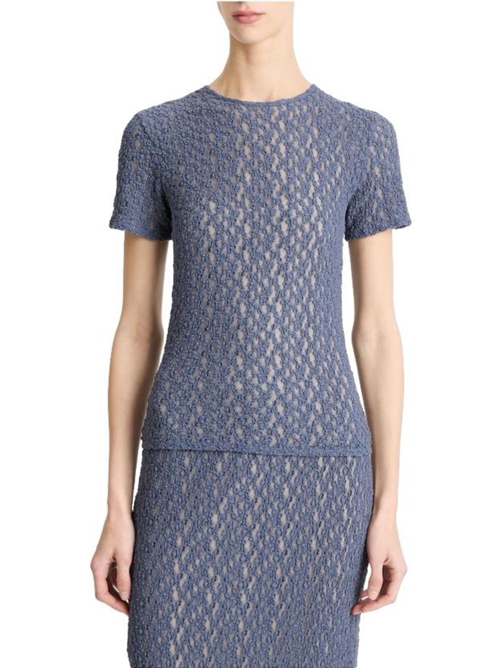 NWT VINCE Smocked Lace Blue Top Size X-Small